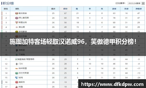 施图加特客场轻取汉诺威96，笑傲德甲积分榜！